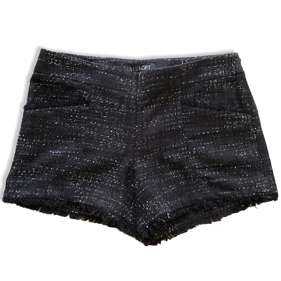NWT Loft Black Fringe Tweed Shorts Sz 2 - Picture 1 of 9